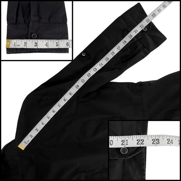 Michael by Michael Kors Long Sleeve Belted Utility Button Down Shirt Large Black - Picture 14 of 14